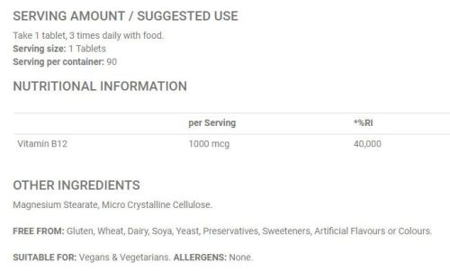 VITAMIN B12 APPLIED NUTRITION 90 tabs