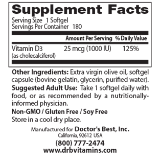 VITAMIN D3 SWANSON 60 softgels